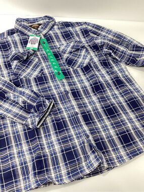 Pacific Trail Men's Blue Plaid Button-Up Shirt Shacket XL NWT Cotton